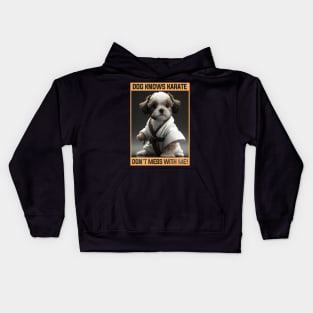 Dog Knows Karate Don't Mess With Me Cute Puppy Kids Hoodie
